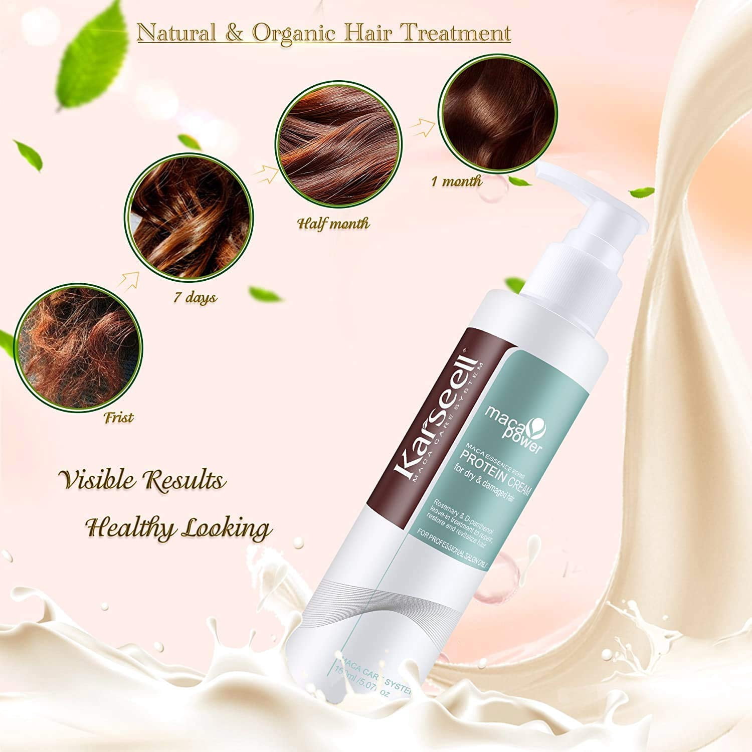 Karseell Repair Protein Cream Leave-In Conditioner Hair Treatment Herbal Extract Organic Protein Cream for Dry Damaged Hair 200ml/6.78oz