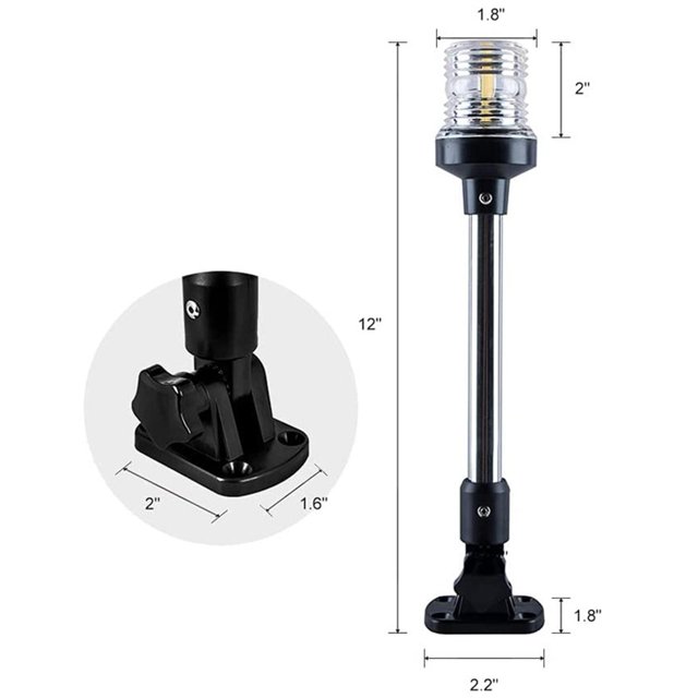 Luz de poste de navegación IP67 Base plegable impermeable Luz de ancla de para yate 24 VDC , yotijar Luz de navegación