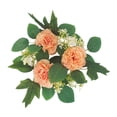 thumbnail image 4 of Anillo de vela navideña, coronas, centro de mesa para velas cónicas, adornos, hojas artificiales para fiesta de boda de Navidad champán oscuro, 4 of 9