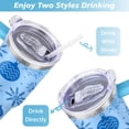 thumbnail image 5 of Light Blue Lanterns Snowflakes 40 Oz Tumbler with Handle Lid and Straw Stainless Steel Double Walled Vacuum Insulated Cup Merry Christmas Gifts Tumbler for Women Men Friends Outdoor Indoor, 5 of 6