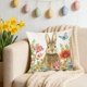 thumbnail image 4 of Funda de cojín decorativa con estampado de conejo de Pascua | Funda de cojín cuadrada de 45 x 45 cm para sofá, sillón y cama | Decoración de lino y poliéster para sala de estar y dormitorio, 4 of 6