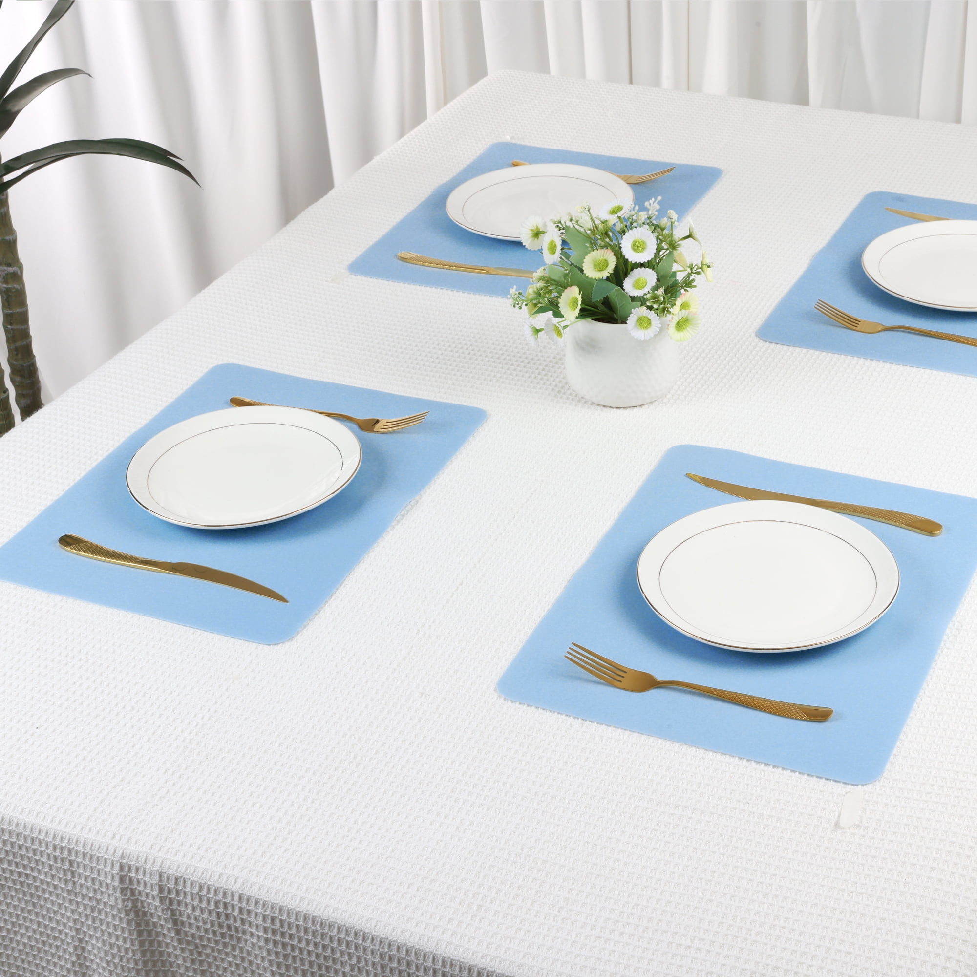 Unique Bargains Set of 6 Silicone Placemats for Kitchen Dining Table Decor Blue