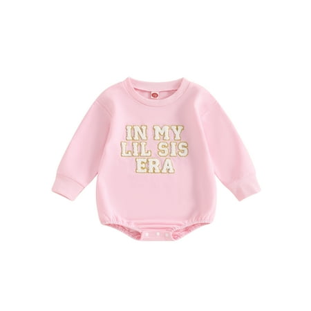 

Bangyeer Baby Romper Long Sleeve Embroidery Letters Fall Casual Bodysuit