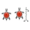 thumbnail image 5 of Cute Little Sterling Silver Turtle Synthetic Coral Stud Earrings, 5 of 5