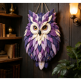 thumbnail image 5 of Fabric Patchwork Owl Wall Hanging DIY Craft Kit Multi‑Layer Cloth Material Set for Assembling Vintage Textured Owl Art Piece for Indoor Wall Decoration (Purple), 5 of 7