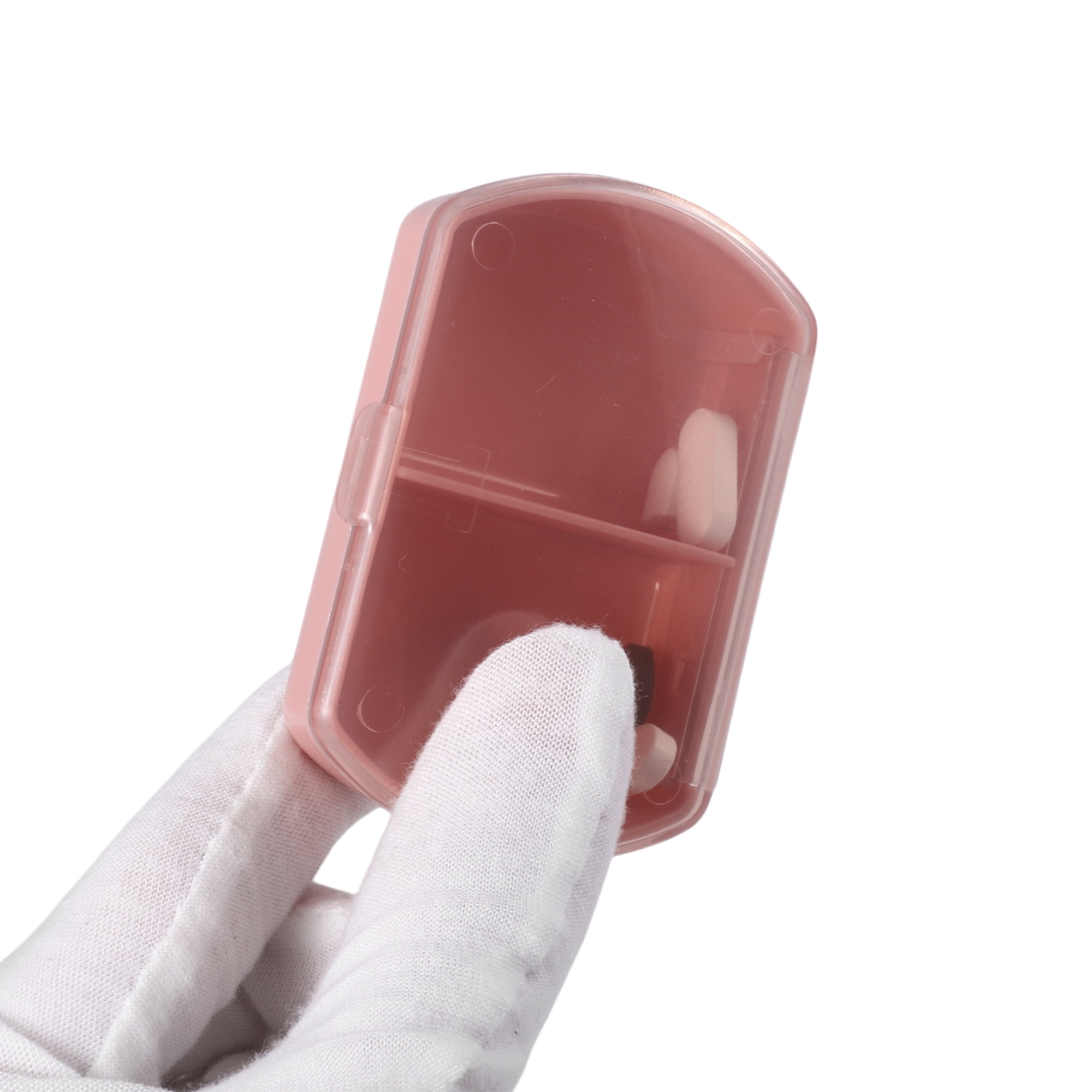 Unique Bargains 2 Compartment Pill Case for Travel 1 Pc Cameo
