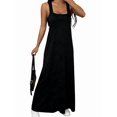 thumbnail image 2 of Women'S Two-Piece Sleeveless Square Neck Tank Maxi Dress with Built-in Crop Top Black XL, 2 of 9