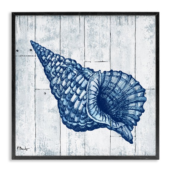 Stupell Industries Rustic Lodge Coastal Timberland Conch Black Framed Giclee Art, 12 x 12, by Paul Brent