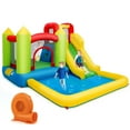 thumbnail image 1 of Gymax Inflatable Bounce House Water Slide Bouncer Pool w/ Climbing Wall & 550W Blower, 1 of 10