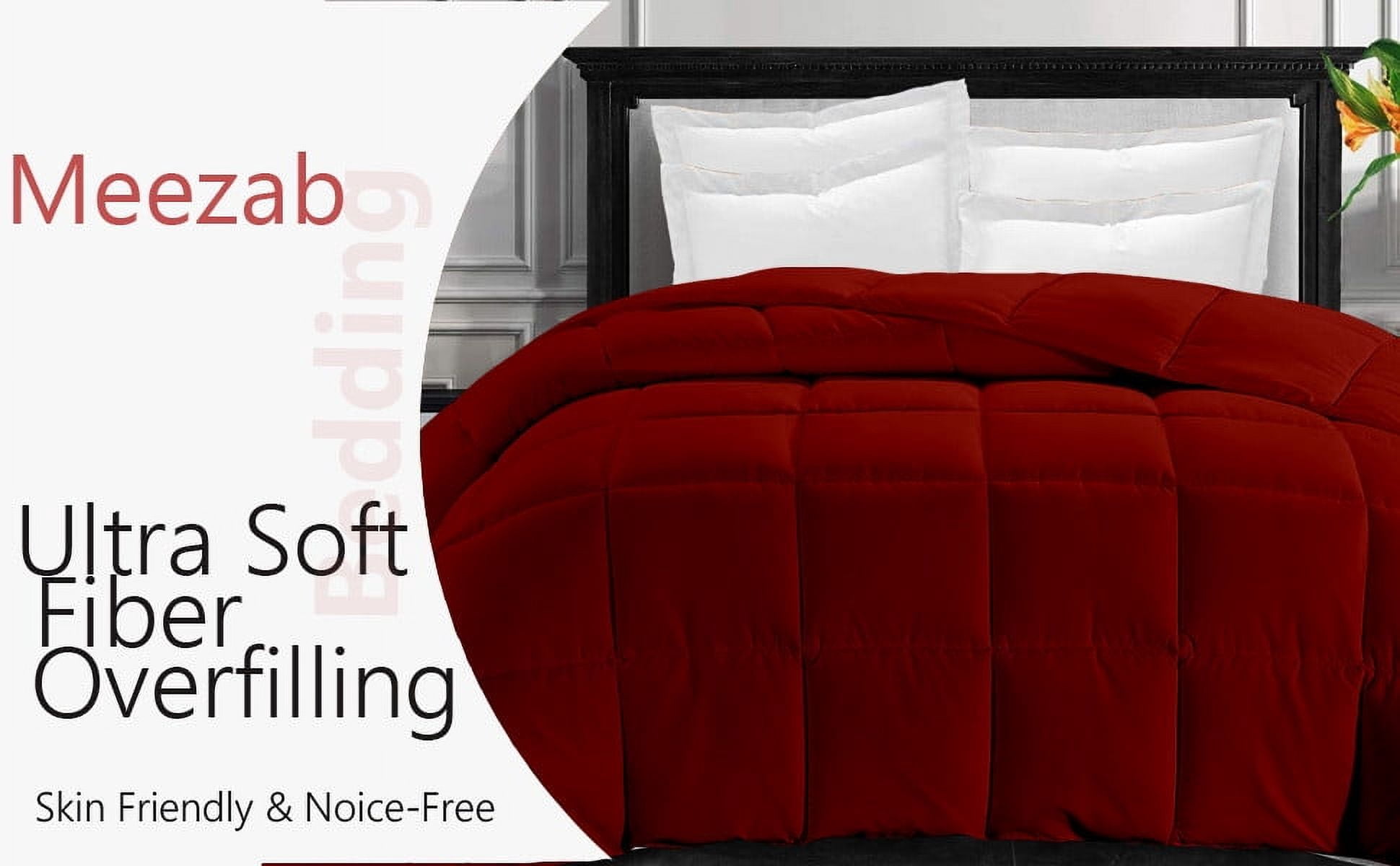All-Season Super Soft and Luxury Comforter Alaskan King 136 by 120 inch Burgundy Solid Color| 400 GSM Microfiber | 1 Piece Quilted Box Comforter Set