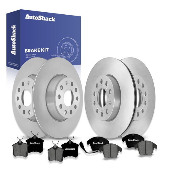 AutoShack Front & Rear Brake Rotors & Premium Pads for Volkswagen & Audi, Jetta 2014-2018 Golf 2011 A3 2011-2013, FWD L4 1.4L 1.8L 2.0L L5 2.5L