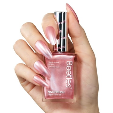 Beetles 1Pcs 15ml Pink Rose Pearl Nail Polish-Fast Drying & Long Lasting Nail Polish Romantic Reverie Nail Lacquer Shimmer Art Effect for Nail Salon-Quality Results