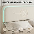 thumbnail image 6 of SIBEDS King LED Bed Frame, Teddy Fleece Upholstered Platform Bedframe, No Box Spring Needed, Cream, 6 of 9