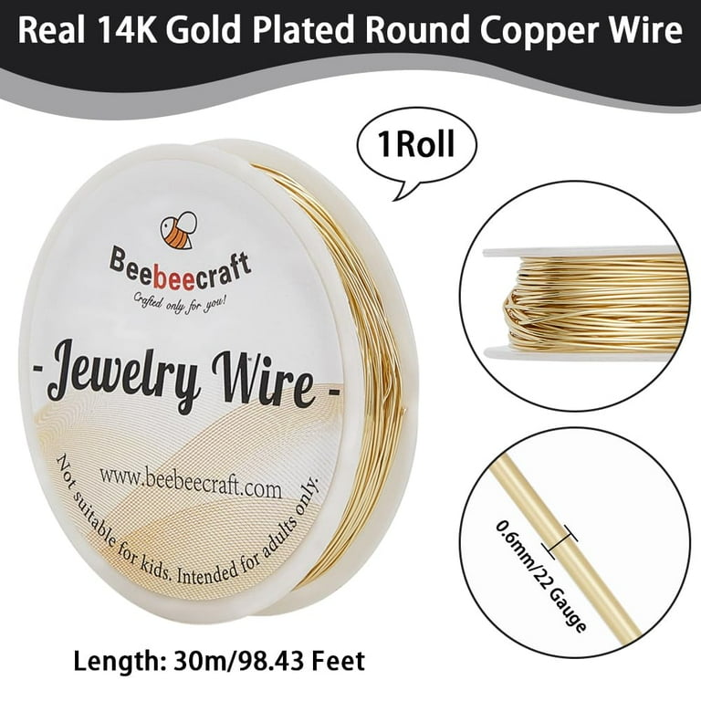 24 Gauge Jewelry Wire Real 14K Gold Plated Copper Beading