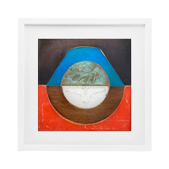 Stupell Industries Modern Round Rustic Symmetry White Framed Print Under Glass, 16 x 16, by Matthew Finger
