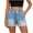 bleu, variante sur Iyufng Shorts en Jean pour Femmes Taille Élastique à Cordon Décontractés Extensibles Shorts en Denim d'Été avec Poches