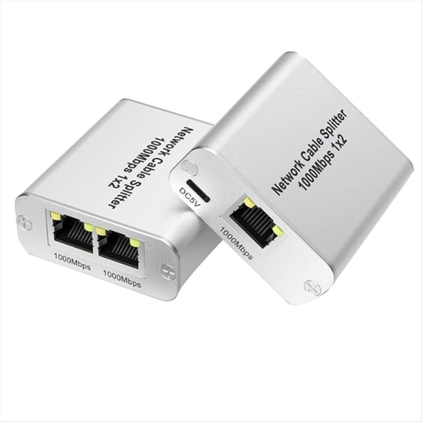 Divisor Ethernet 1 A 2 Conmutador Gigabit Ethernet de Alta Velocidad Divisor LAN RJ45 de Internet de 2 Puertos para Cable Cat5/5e/6/7/8