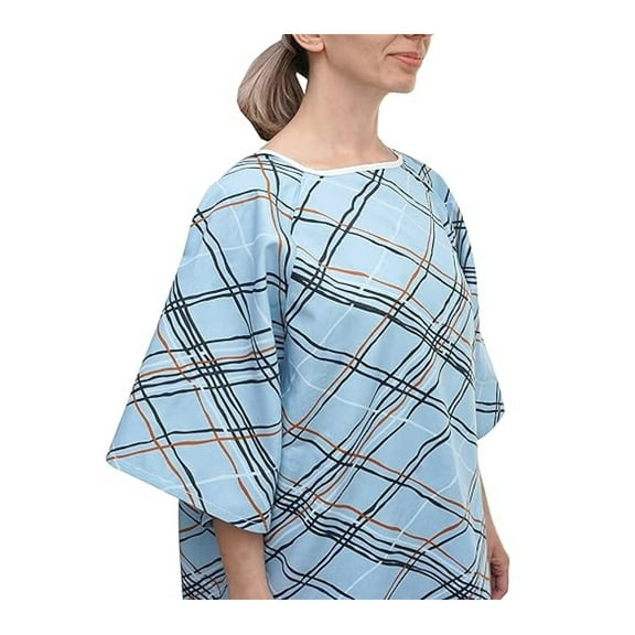 3 Pack - Hospital Patient Gowns Robe - Blue Abstract Print - Small to 2XL