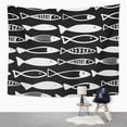 thumbnail image 2 of UFAEZU Scandinavian Black and White Pattern Fish Fishing Wall Art Hanging Tapestry Home Decor for Living Room Bedroom Dorm 60x80 inch, 2 of 2