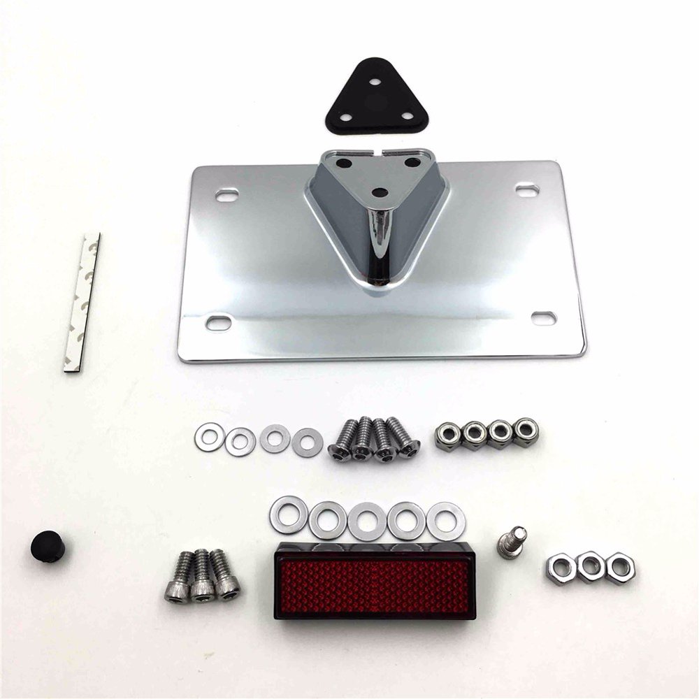 HTT Chrome Layback License Plate Mounting Kit For Harley Davidson
