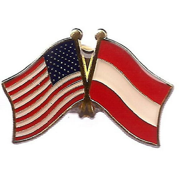Pack of 50 Austria & US Crossed Double Flag Lapel Pins, Austrian & American Friendship Pin Badge
