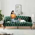 thumbnail image 4 of FFH 3-Seater Velvet Lounge Sofa with Tufted Backrest & Deep Seat Cushion, Comfy Upholstered Couch with Wood Legs, 73.25"*33.25"*32.5", 4 of 9