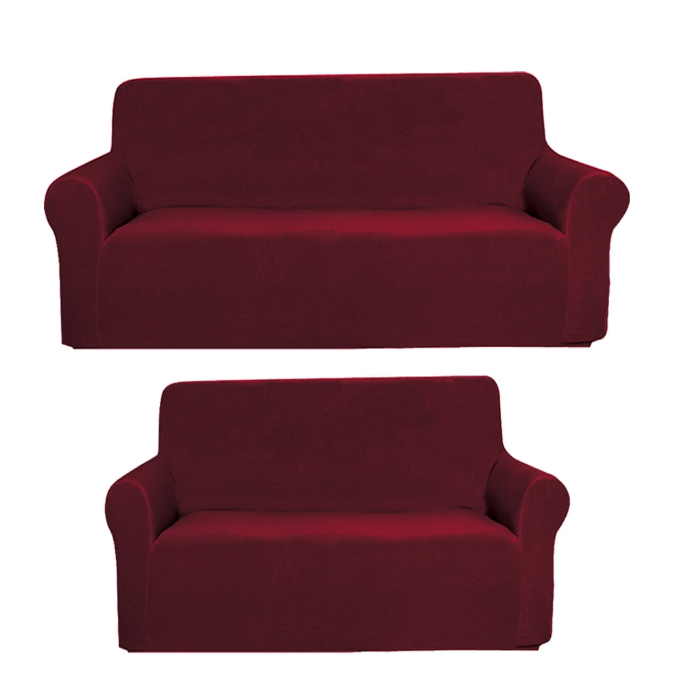 Golden Linens 2 pcs suede Velvet Fabric Slipcover Set for Sofa