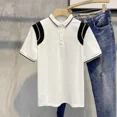 thumbnail image 4 of Camiseta polo para hombre, camiseta con cuello empalmado, camisetas para hombre, ropa de calle negra jaspeada, música, corte ajustado, novedad 2025 en ropa informal, 4 of 5