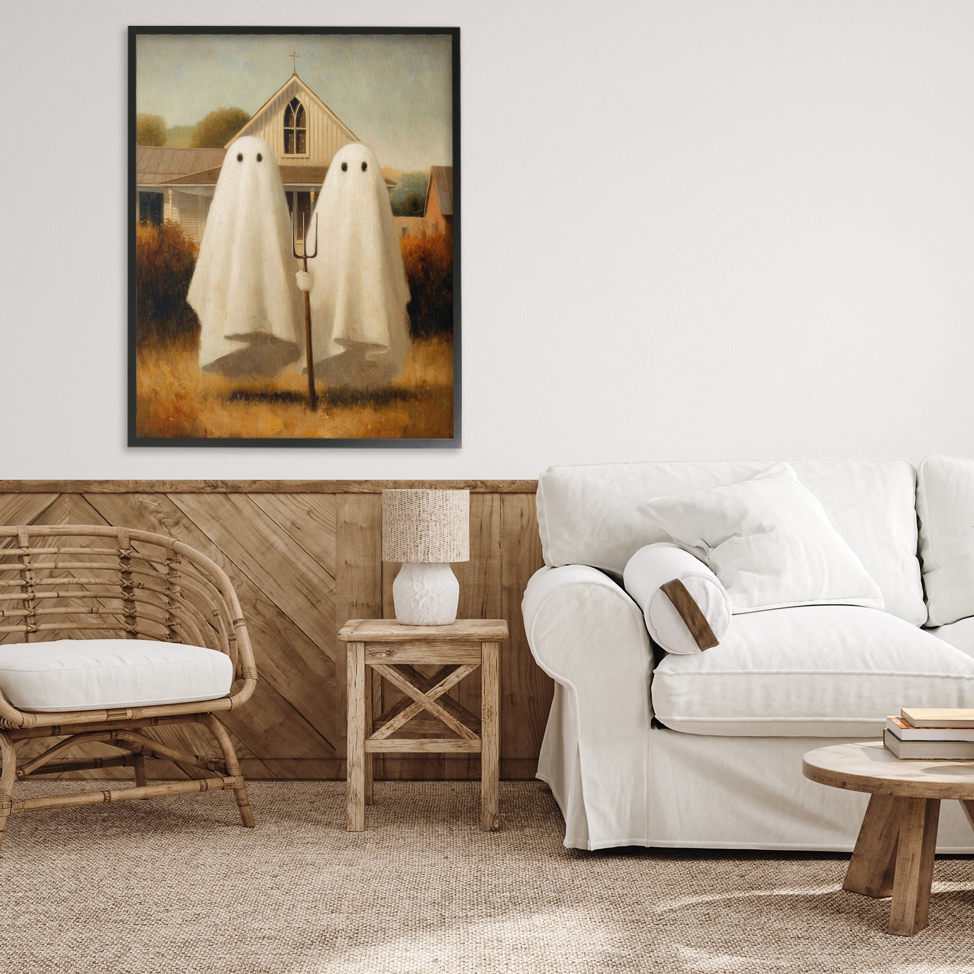 American Gothic Ghosts Black Framed Giclee Art, design by Arlington Prints