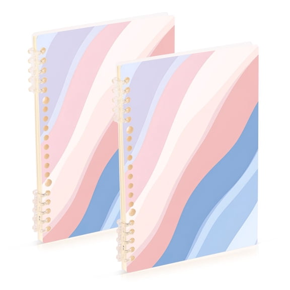 FORMRS 1-Subject Spiral Notebook 8" x 5" College Ruled 60 Refillable Sheet A5 Hard Cover, 2 Pack, Abstract Blue