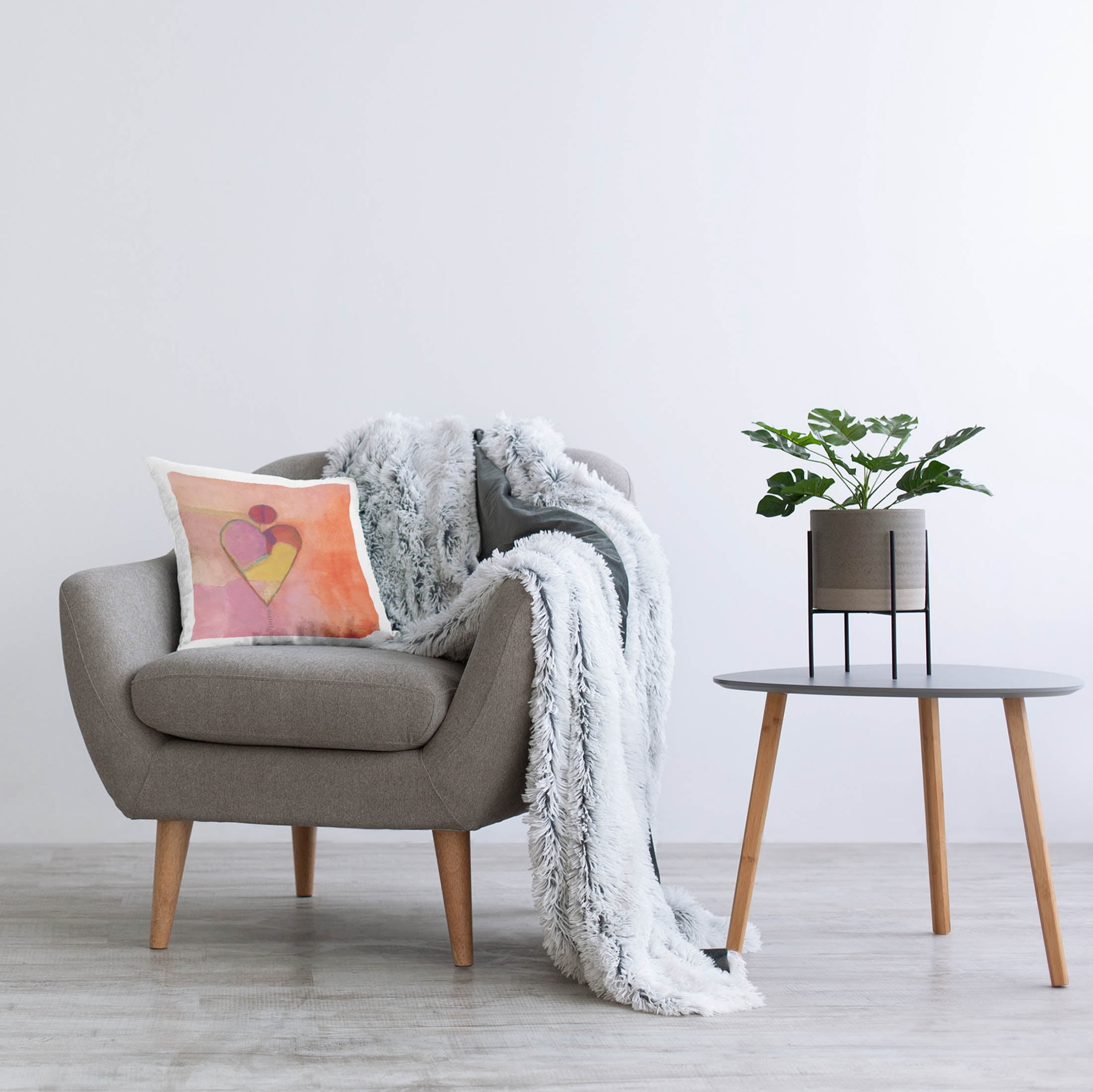 Stupell Industries Vivid Orange Heart Circle Printed Throw Pillow Design by Michelle Oppenheimer