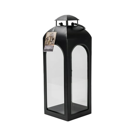 Better Homes & Gardens Black Metal Lantern Candle Holder, 18", Medium