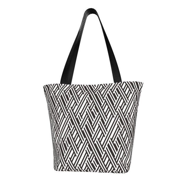 Balery Black White Stripes Bolsa de Hombro con Diseño, Bolsa Grande y Duradera, Bolsa Versátil para Compras