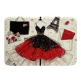 thumbnail image 1 of Tapis de Mode Noir Rouge Girly Robe Tapis à Pois Dorés Tapis de Zone Tour Eiffel Paris Moderne Femmes Tapis de Salle de Bain Talons Hauts Rouges Thème Maquillage Romantique Tapis de Bain 20"x32 Pouces, 1 of 5