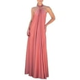 thumbnail image 1 of B91xZ Black Cocktail Dress formal V Neck Ruffle Split Evening Party Long Dress,Orange L, 1 of 4
