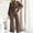 #579-Brown, variant on Women's Fall Winter Suit Set,Fashion Versatile Tie-Waist Solid Color Loose, Office Commute Top and Pants for Work and Daily Wear