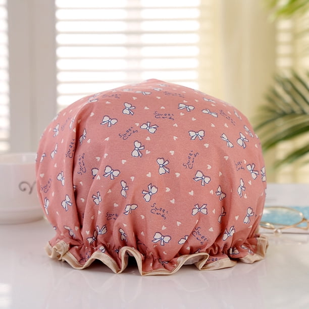 Gorro de Ducha, Gorro de Ducha Grande para Mujer Pelo Largo, Gorro de Ducha de Pelo de Ducha Impermeable de Doble Capa Reutilizable Gatito Azul y Rosa Ormromra HMJM134-12