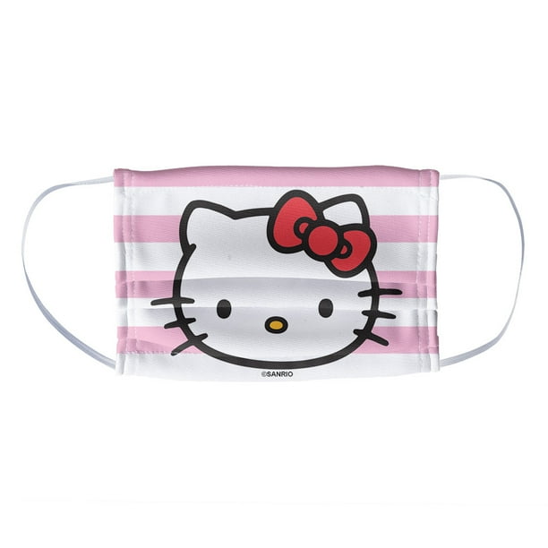 Hello Kitty Face And Stripes 1 Ply Reusable Face Mask Covering Kids Walmart Com Walmart Com