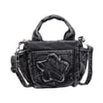 thumbnail image 4 of Bolso de hombro tipo shopper con cremallera, bolso de hombro estilo vaquero retro para mujer que se desplaza al trabajo. Negro, 4 of 9