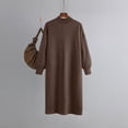thumbnail image 1 of DecSea Robe Chandail à Manches Longues Tendance Automne 2024 pour Femmes Col Rond Tricot Côtelé Mini Robe, 1 of 3