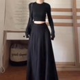 thumbnail image 2 of Women's Long Skirt Suit Casual Ribbed Knit Matching Set Fashionable Maxi Flowy Outfit Comfortable Two Piece Ensemble, 2 of 2