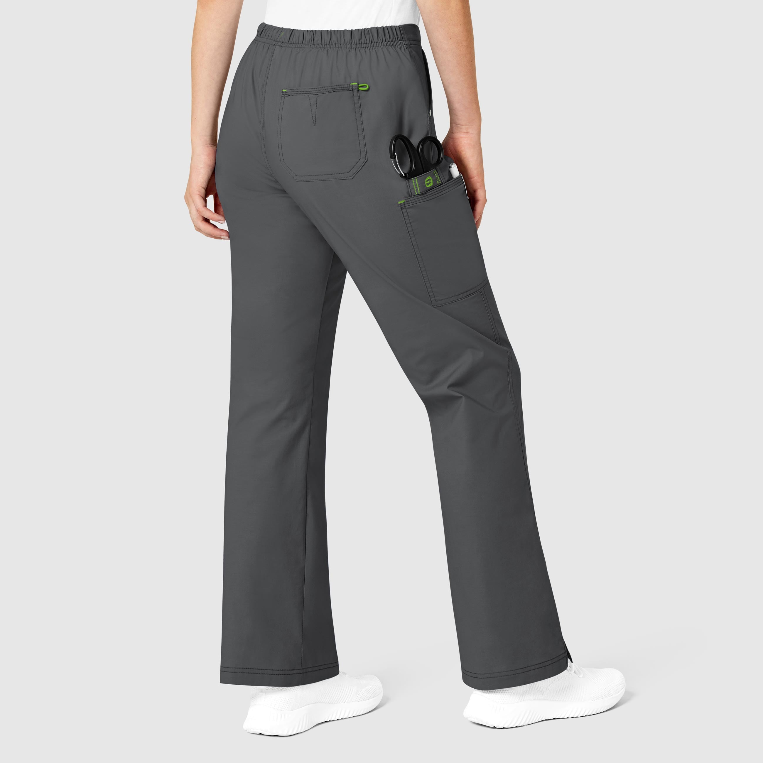 WonderWink Womens WonderFLEX Grace Flare Leg Cargo Pant Medium Petite Charcoal