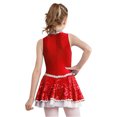 thumbnail image 2 of Rswnyirn Enfants Filles Sans Manches Paillettes Scintillantes Uniforme de Cheerleading Tenue de Cheerleader Robe de Danse Rouge 6, 2 of 7