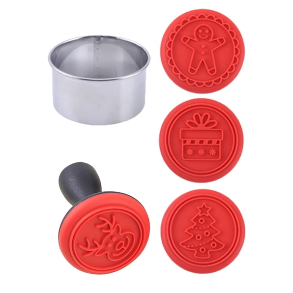 OUNONA 1Set Red Cookie Mold Baking Stamp for Christmas DIY Baking and Dessert Making