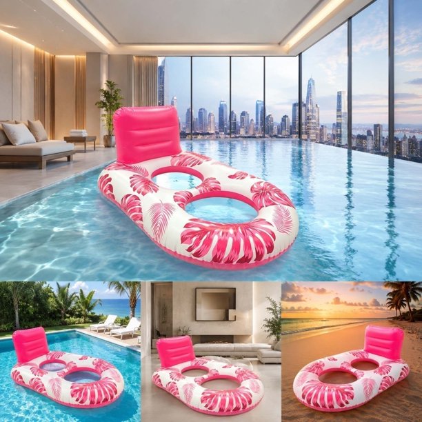 Colchón de piscina inflable con reposacabezas, sofá flotante grande para adultos y niños, fiesta de verano en playa y piscina, portátil y de inflado/desinflado rápido.