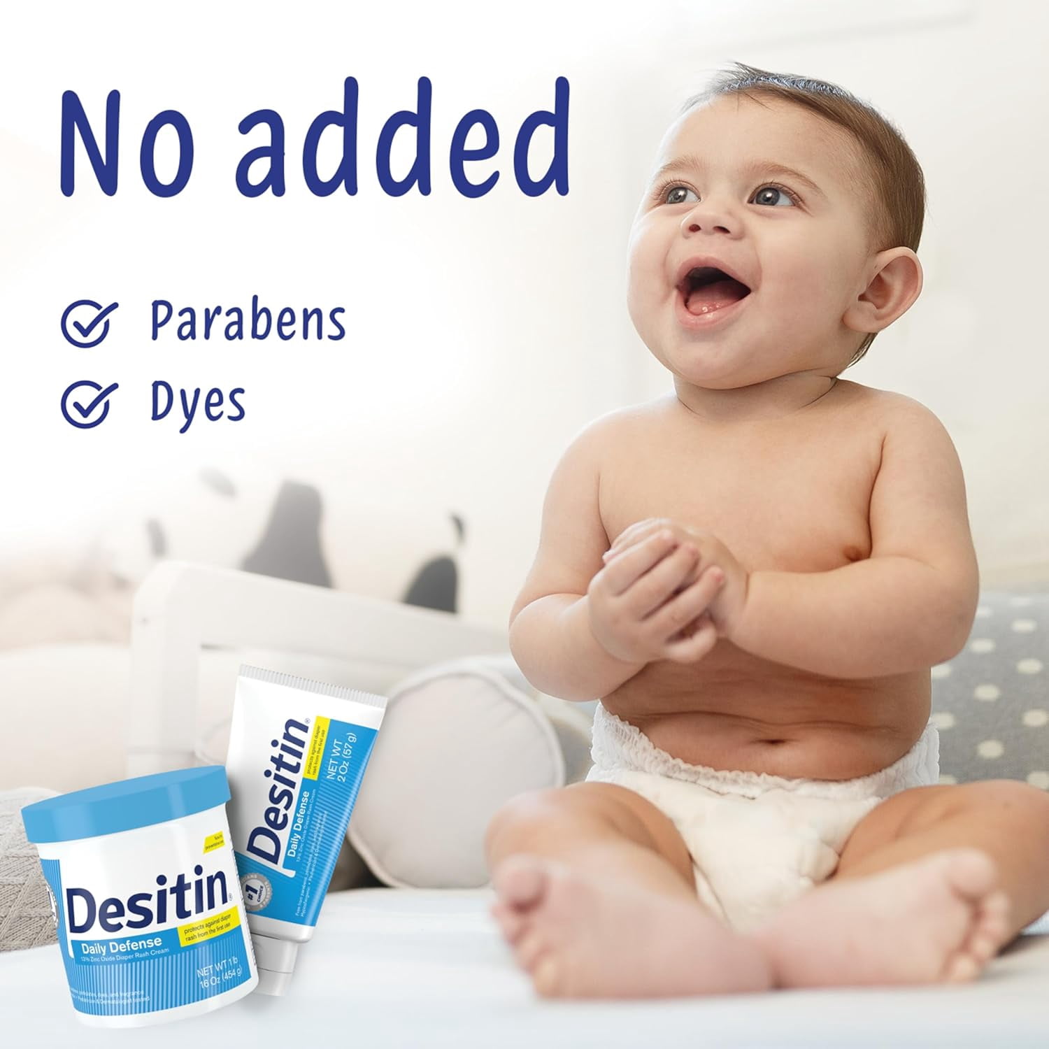 "Daily Defense Baby Diaper Rash Cream with Zinc Oxide to Treat, Relieve & Prevent diaper rash, Hypoallergenic, Dye-, Phthalate- & Paraben-Free, 16 oz"