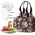thumbnail image 4 of Pioneer Flower Floral Print Pattern Drawstring Lunch Bag Women - Drawstring Lunch Bag Insulated for Work Office - Stain-Resistant Large Lunchbags for Women with Multi-Pockets, 4 of 6