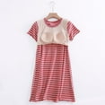 thumbnail image 4 of Ecqkame Women's Fashion Nightgown Striped Short-Sleeved Round Neck Home Pajama Dress Thin Loose Soft Long Nightdress 01-Red XL, 4 of 7