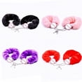 thumbnail image 3 of Menottes Moelleuses Roses en Acier Inoxydable pour Chevilles et Poignet avec Chaîne, Ensemble de Poignets de Chandail Duveteux pour Adultes, Rouge, 3 of 3