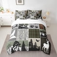 thumbnail image 2 of Homewish Wild Deer Bear 7 Pieces Bedding Comforter Set,Country Farmhouse Lodge Full Bedding Set,Green Gray Graid Fitted Sheet Flat Sheet For Boys Kids,Luxury Bedroom Decor, 2 of 8